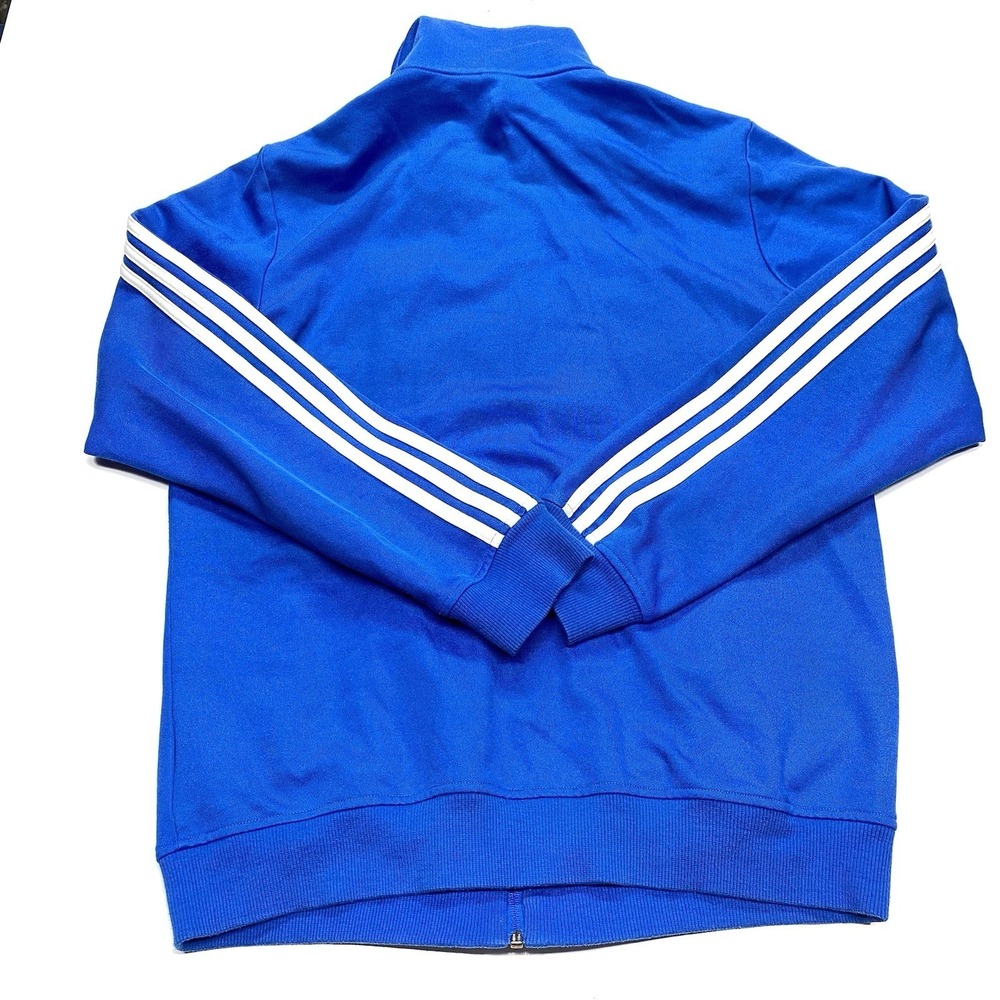 Vintage Y2K Adidas Blue White Stripes Full Zip Size Large Track Jacket Clean - Picture 6 of 11